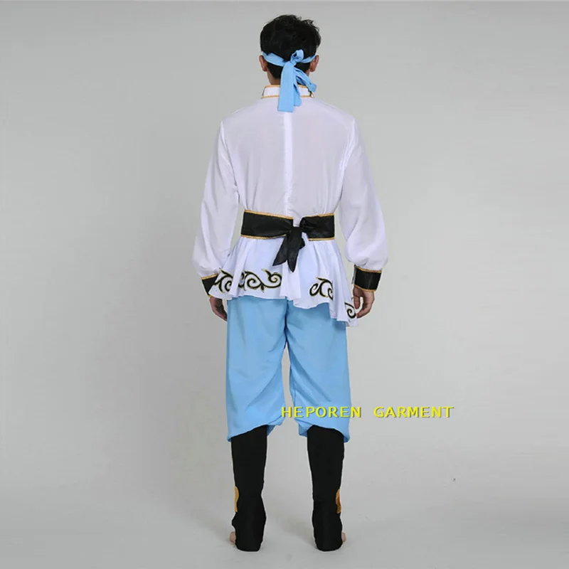 Man Asian National Costumes Mongolia Folk Dancing Top Jacket Pants,Chinese Mongolian Ethnic Dance Stage Performance Clothes