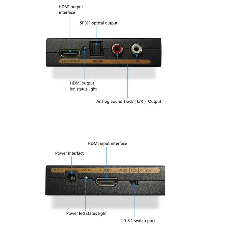 HDMI Audio Extractor 5.1ch  2.0ch HD Audio Extractor Splitter HDMI To Audio Extractor Optical TOSLINK SPDIF + L/R
