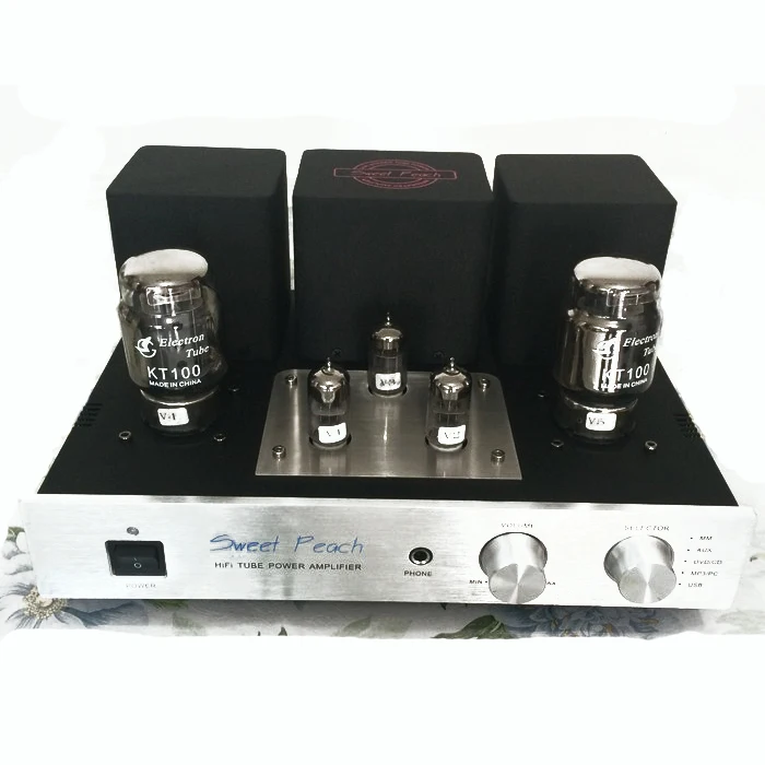 IWISTAO Tube Amplifier KT100 Power Stage 2x13W Triode Connection Class A Signal-ended with MM Phono Headphone Amp USB Decoder