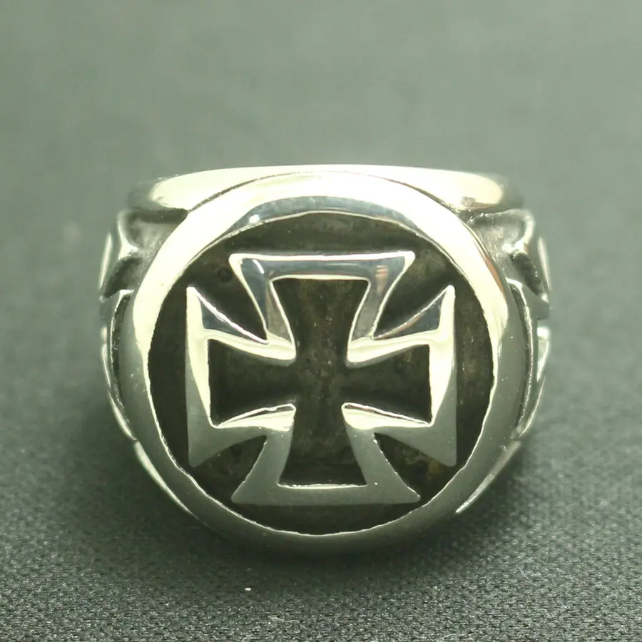 Size 7 To Size 15 Mens Boys 316L Stainless Steel Classic Biker Cross Ring