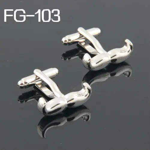 Men's Cufflinks Free Shipping High Quality Cufflinks For Mens 2014 Figure Cuff Links FG103 Silver color Mustache