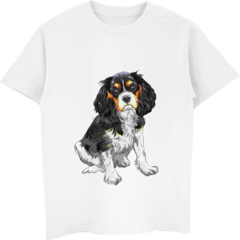 Cavalier King Charles Spaniel Dog Print T-shirt Women Men's Cotton T Shirt Casual Short Sleeve Shirt Hip Hop Tee Top Streetwear