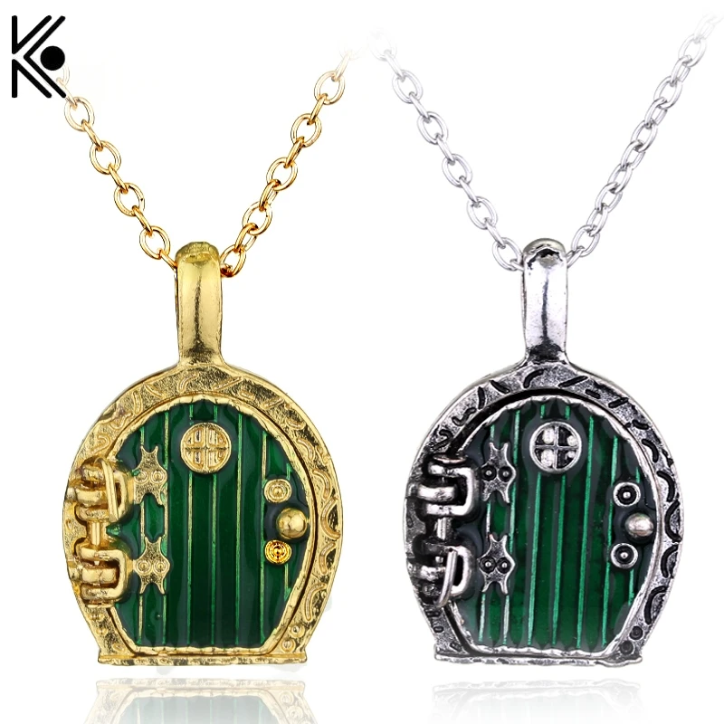 Vintage Jewelry Charm Green Door Locket Pendant Necklace For Men And Women Gift maxi plated gold statement necklace