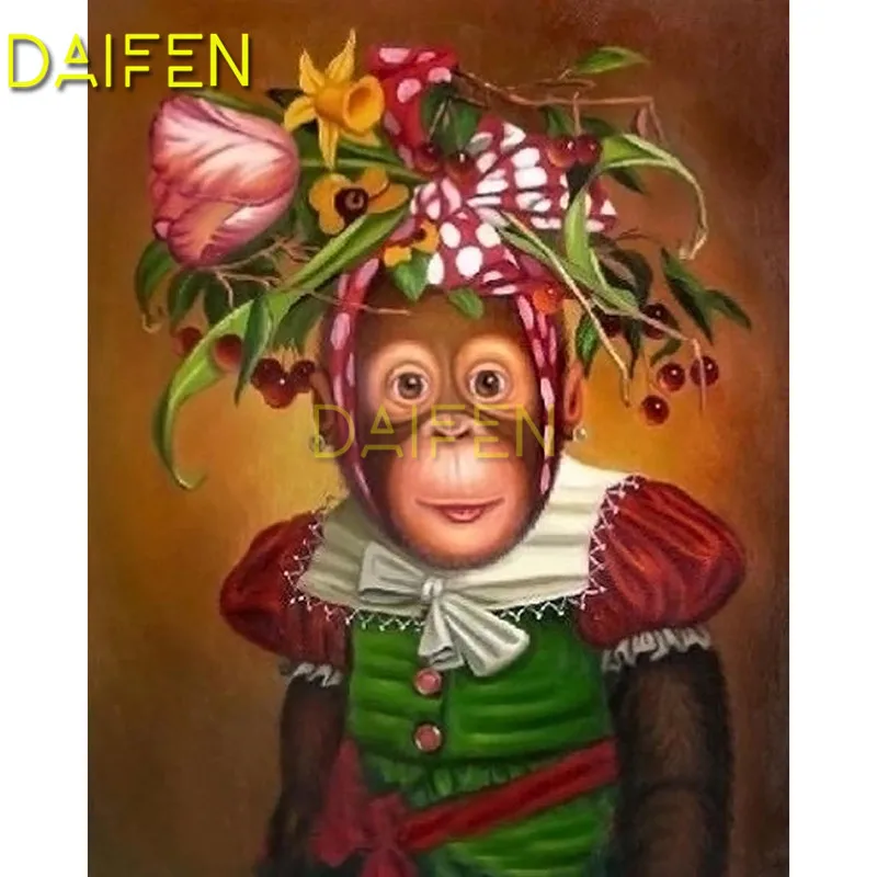 Full Square Diamond embroidery orangutan monkey flower hat dress Full Round Diamond mosaic 5D DIY Diamond painting Cross stitch