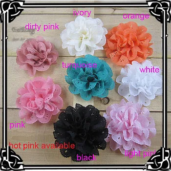 Free shipping!! 50pcs/lot 8cm diameter 5colors hollow chiffon fabric  flowers  can mix order