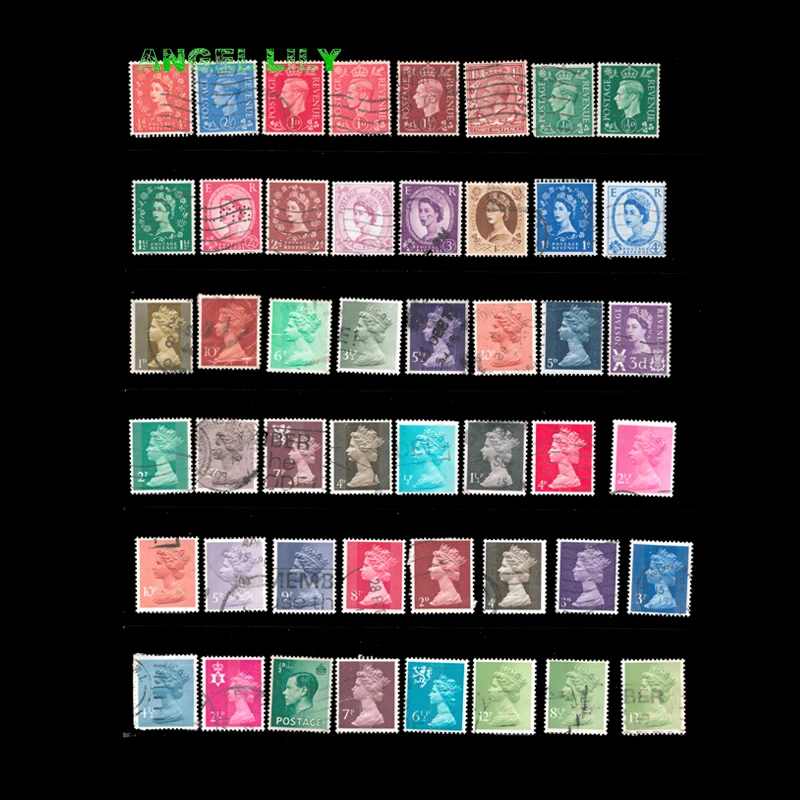 45 PCS England Great Britain  United Kingdom Postage Stamps With Post Mark Small Size