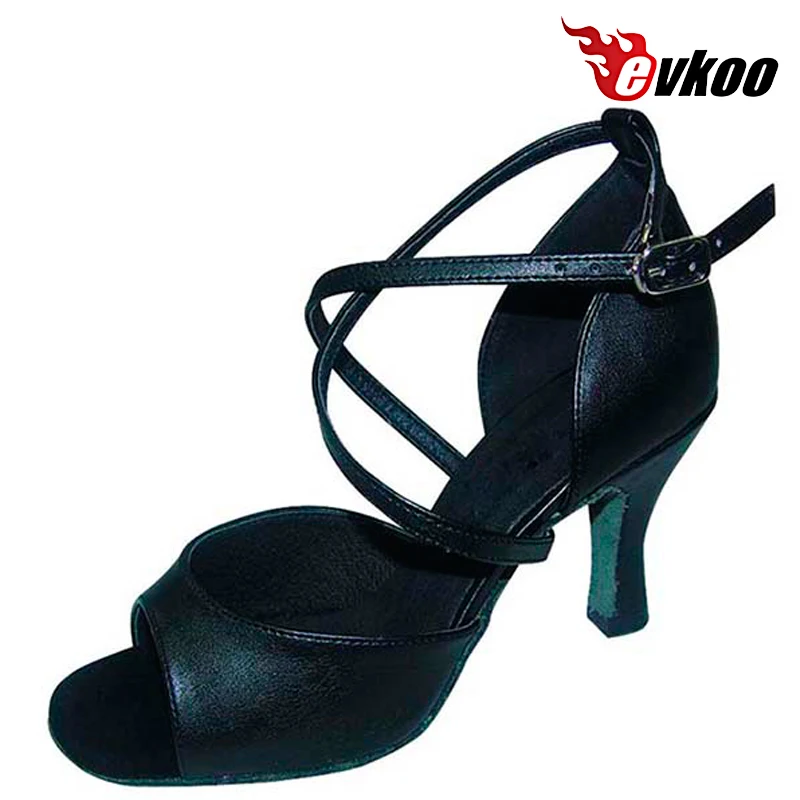 

Evkoodance Salsa Customsize Dance Shoes Woman 7cm Heel Height Black Tan Khaki Satin Or Imitate Leather Dance Shoes Evkoo-139