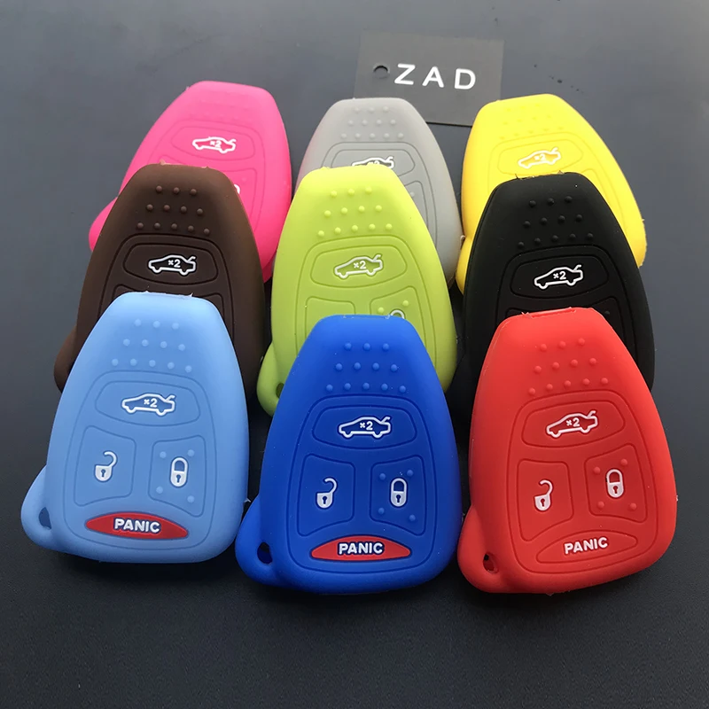 ZAD silicone key cover case holder for JEEP wrangler cherokee Chrysler Liberty Pacifica Sebring Aspen Magnum Charger protect key