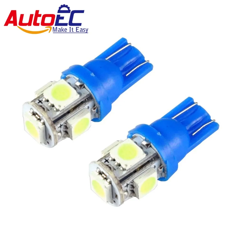 AutoEC 10pcs T10 5 LED SMD 5050 158 168 194 w5w Car Reading Indication License plate Light Lamp Bulbs 12v ICE Blue #LB92