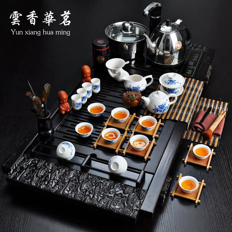 

Ceramic tea set special set of Kung Fu tea three or four in one electromagnetic oven tray wood tea