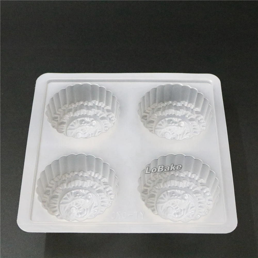 (5pcs/lot) New arrivals 4 Cavities round diameter 7.8*height 3.5cm double fishes Shape PP Plastic Jelly pudding mooncake Mold