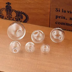 Bola de cristal hueca con agujero, globo de burbuja redondo, accesorios de joyería, materiales hechos a mano, dijes de vidrio, 8-25mm, 6 piezas
