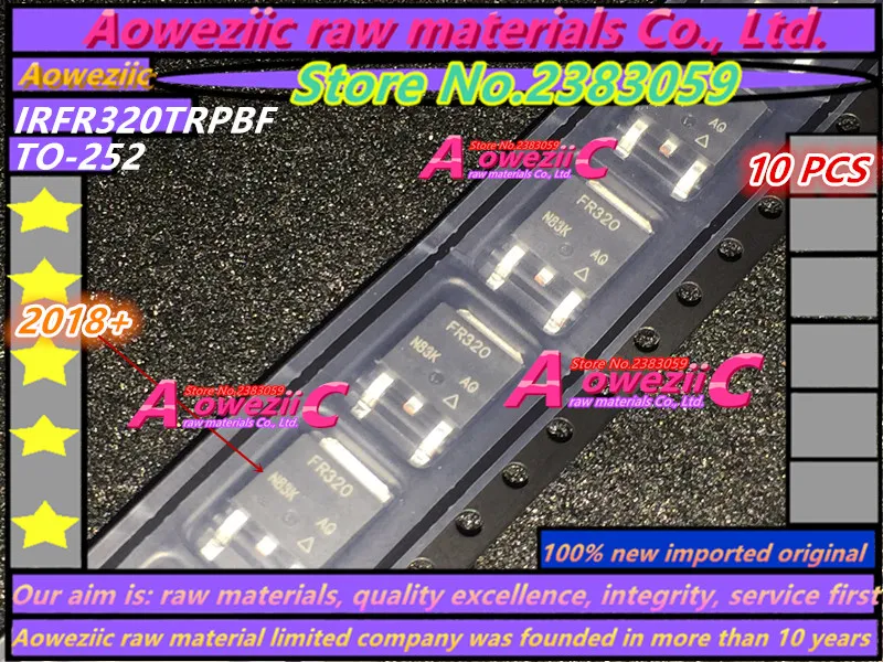 

Aoweziic 2018+ 100% new imported original IRFR320TRPBF IRFR320 FR320 TO-252 N-Channel Field Effect MOS Transistor 3.1A 400V