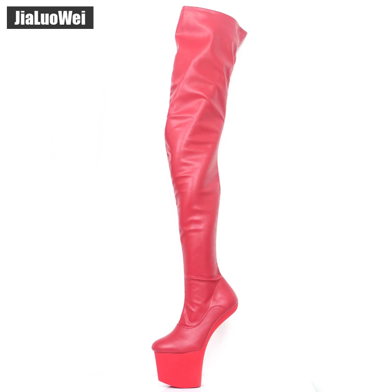 jialuowei Women boots 20CM Super High Heel Heelless Sexy Fetish Female Over-Knee Boots NO-Heel New Design platform Unisex Boots