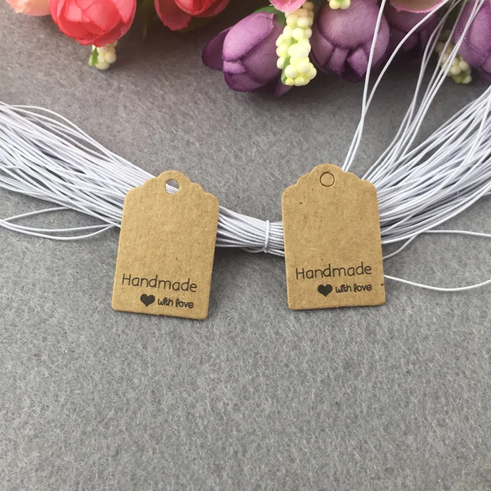 

500PCS Handmade with YOU Tags +500PCS strings Kraft Packaging Labels DIY Gift Tags Paper Card Accept custom logo add extra cost