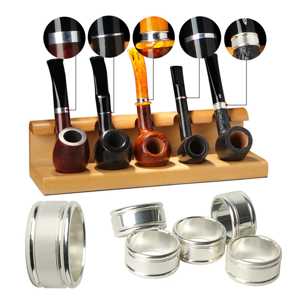 MUXIANG 10 Pc/lot Silvery Plated Copper Ring  DIY  Pipe Making Tools Protecting Smoking Tobacco Pipe Decoration Hoop  jh0019