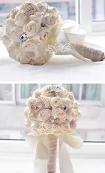 In stock Stunning Wedding flowers White Bridesmaid Bridal Bouquets artificial Rose Wedding Bouquet