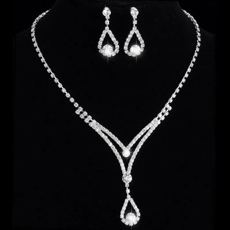 TREAZY Charming Bridal Bridesmaid Jewelry Sets for Women Crystal Choker Necklace Earrings for Wedding African Jewelry Set