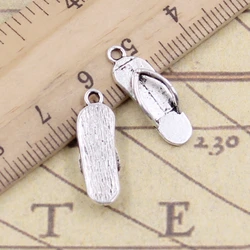 30pcs Charms Slipper Flip Flops 21x7mm Tibetan Bronze Silver Color Pendants Antique Jewelry Making DIY Handmade Craft