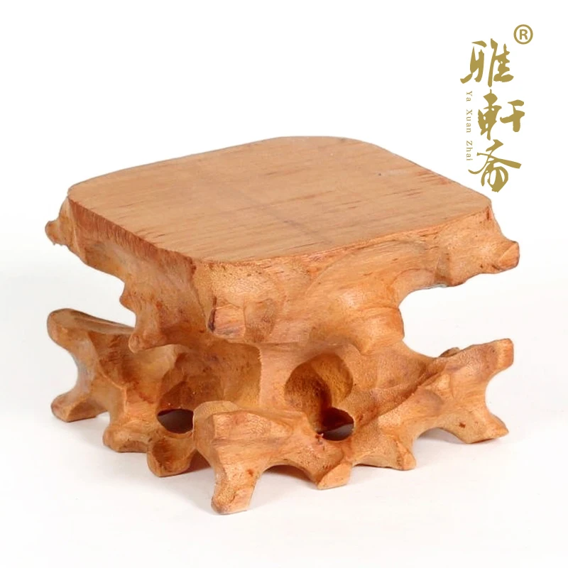 [] jade stone carving rosewood Zhai Gallery base decoration crafts teapot base wood round single high base