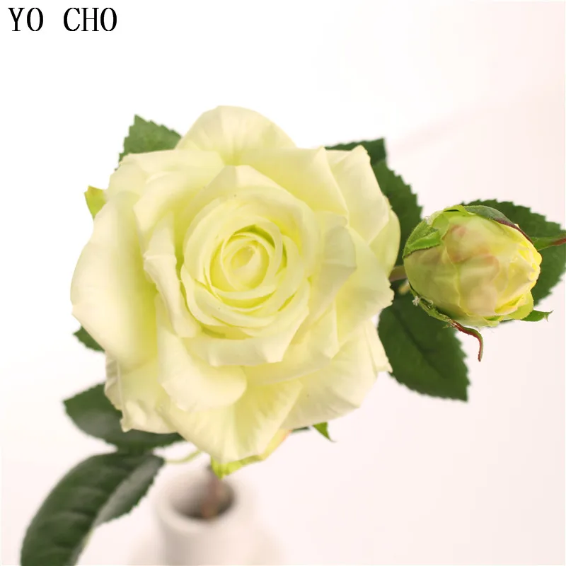 YO CHO Artificial Peony Flowers Latex Flores  Leaves  Real Touch Rose  Silk Flowers  Home Decoration  DIY Roses  Wedding Bouquet