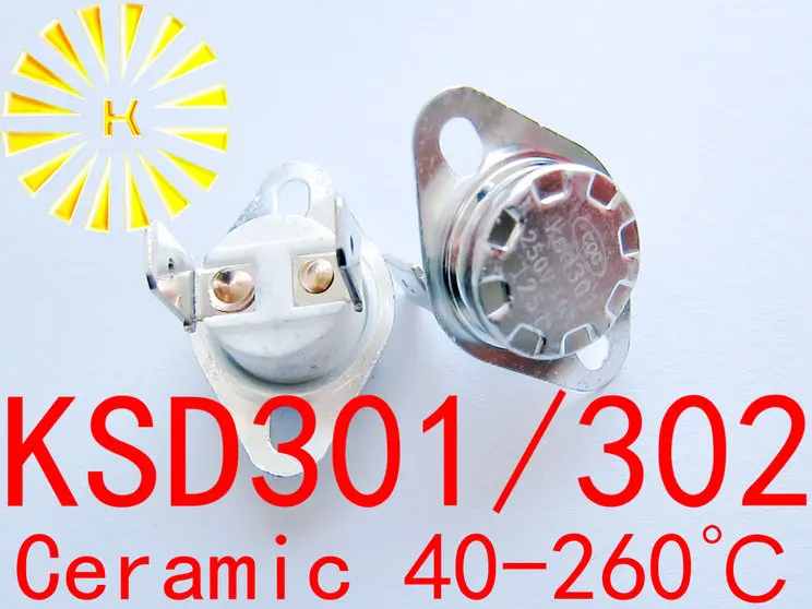 Interruptor de temperatura normalmente abierto/cerrado, resistencia de termostato, 5 piezas x KSD302 16A 40-260 grados, cerámica 250V KSD301