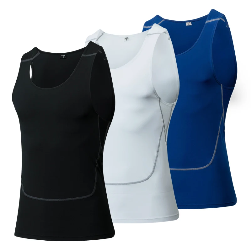Summer Tank Tops Quick Dry Fitness Athletic Running Men\'s Vest Gym Fitness slim fit compression sports White Running vests