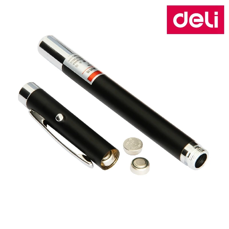 5mw Deli 3934 Red Laser Pointer Laser Pen 200 Meter Distance Laser+Ball Pen+Teaching Pointer 3 in 1 w/ 6xCoin Battery