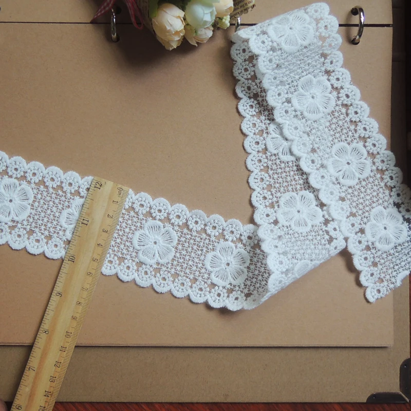 Custom lace, water soluble lace, hand made DIY garment accessories, white wide 5.5cm