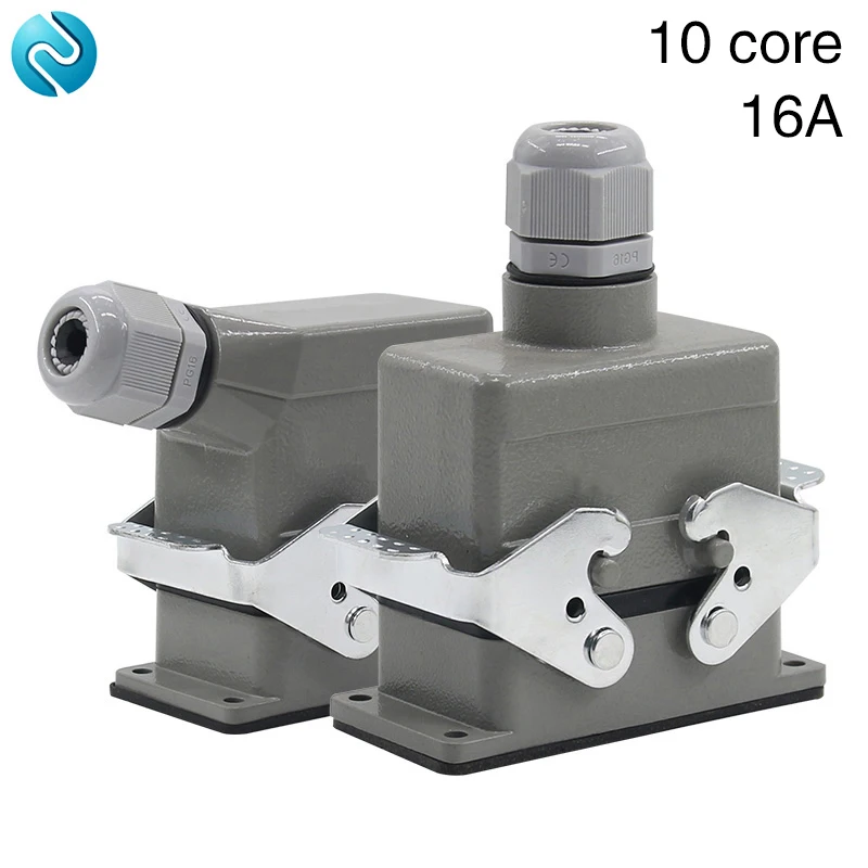 HDC-HE-010 Rectangular Heavy Duty Connector  10 pins  Aviation Socket Industrial Waterproof Wire Connector 16A 500V