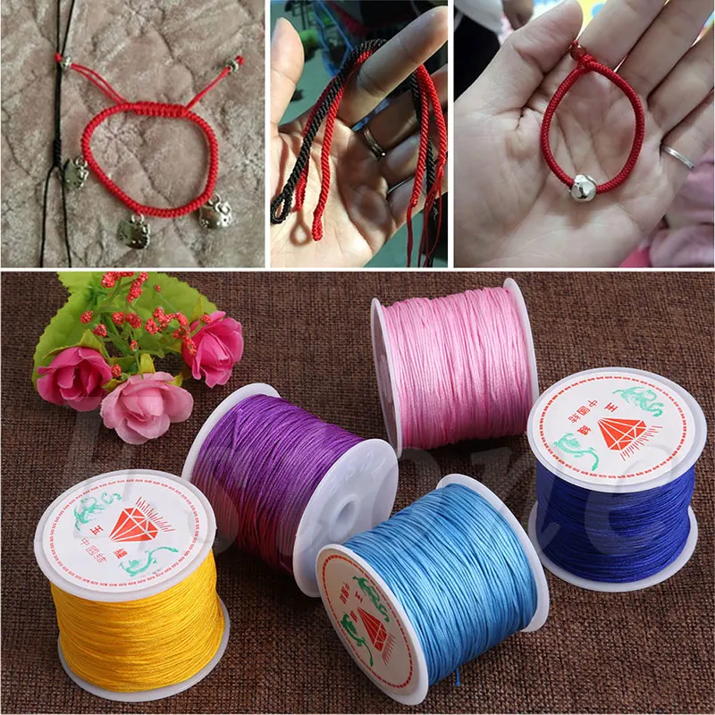 Nice Gifts 1Roll 45M x 0.8mm Nylon Chinese Knot String for Macrame Bracelet 17 Colors Braided Cord Thread String