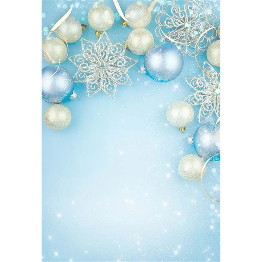 

Light Blue Christmas Backdrop Photography Printed Xmas Balls Snowflakes Glitters Polka Dots Baby Kids Bokeh Photo Backgrounds