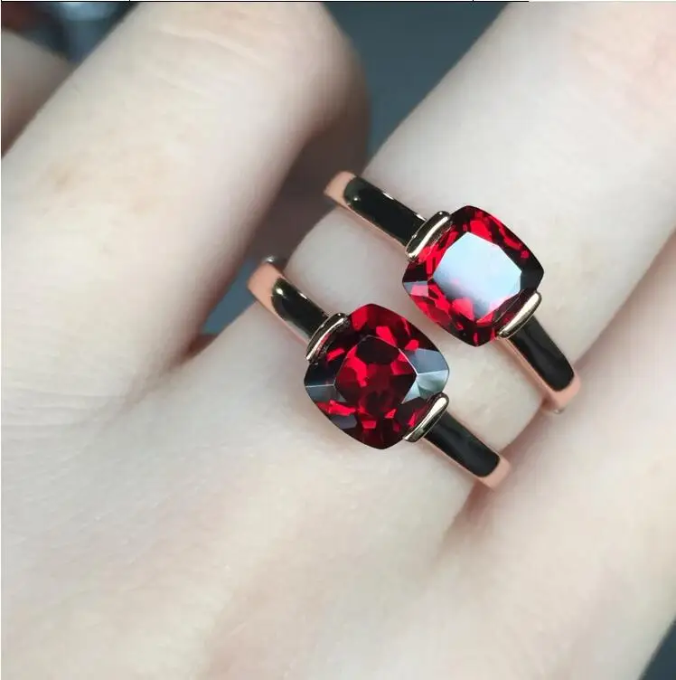 Natural Garnet finger ring Free shipping Natural real garnet Ring 925 sterling silver 7mm gem For men or women ring