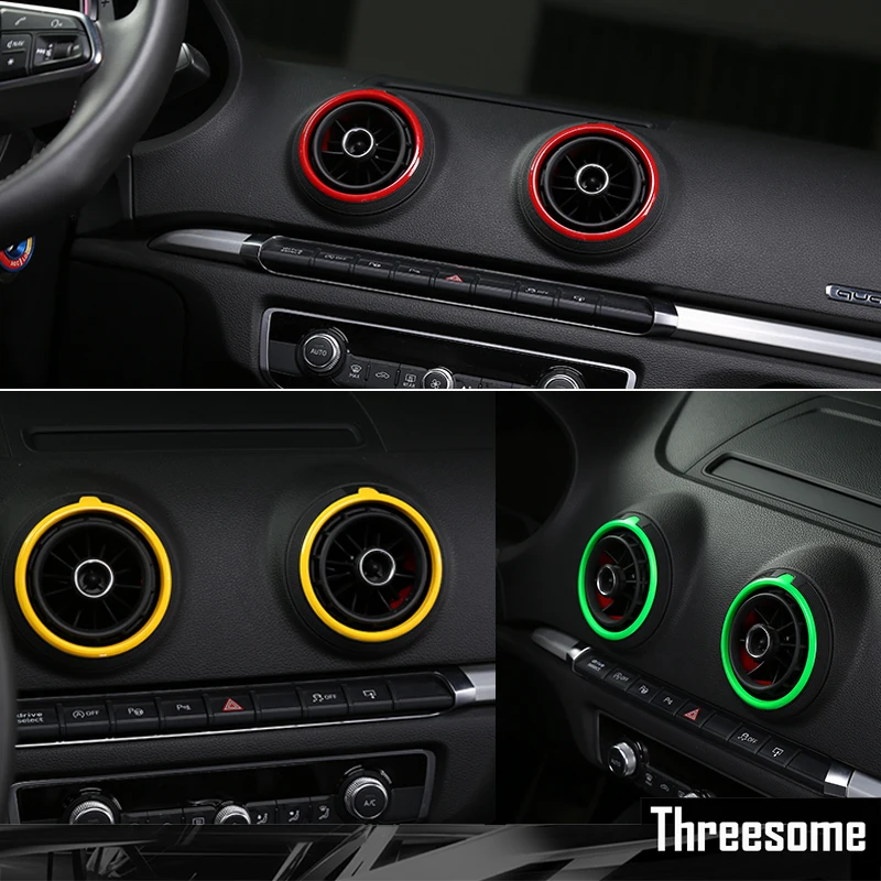 4pcs Green Red Yellow Air Condition Vent Outlet Ring Replacement Cover Trim for Audi A3 2013-2017 & S3 2013-2016