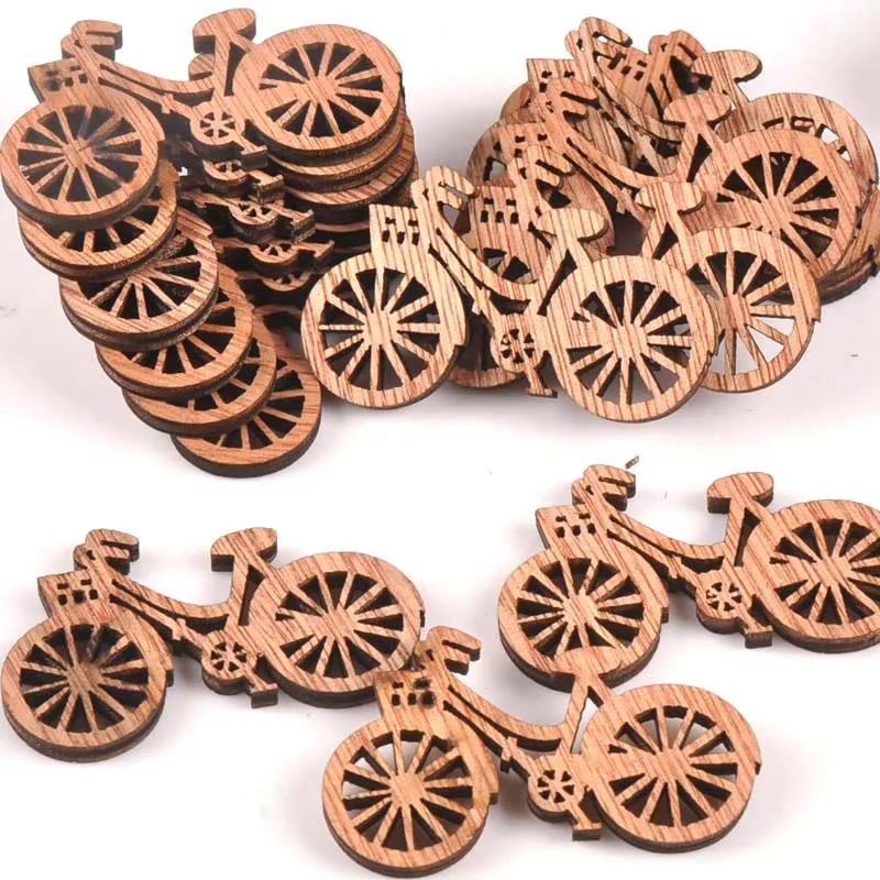 10pcs 49x29 millimetri di Colore Marrone Fette di Legno Artigianato Per Fatti A Mano Scrapbooking Artigianato di Legno Ornamento Accessori Per il