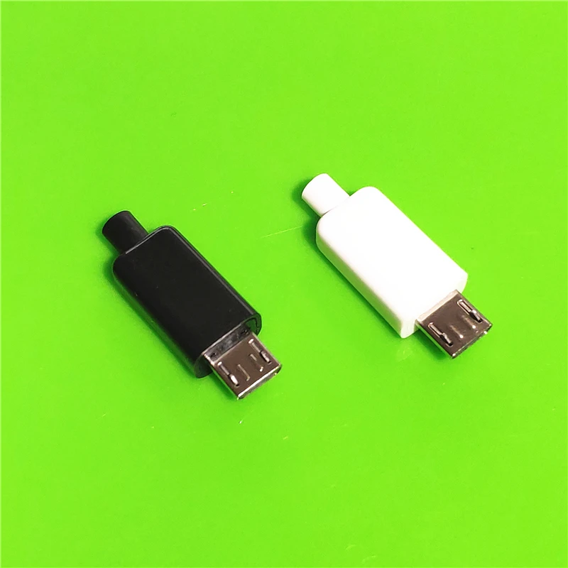 10 teile/los micro usb 4pin stecker stecker schwarz/weiß schweißen daten otg linie schnitts telle diy daten kabel zubehör