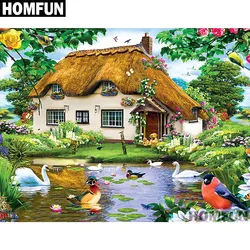 Homfun-ダイヤモンド絵画のテーマ「ガーデンハウス」,正方形または円形のビーズ,自分でできる5D刺painting,クロスステッチ,装飾,ギフト,a01729