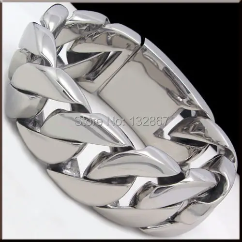 (32mm*9 inch ) HUGE POLISHED HEAVY CUBAN CURB CHAIN STAINLESS STEEL BRACELET