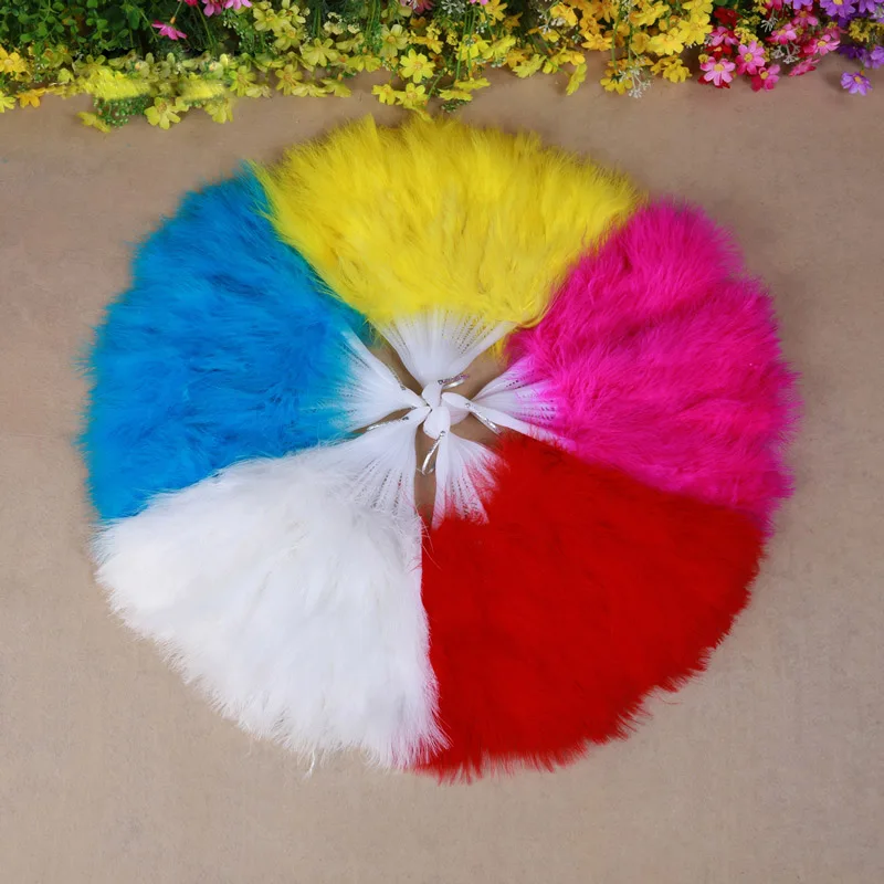 

Stylish Soft Fluffy Wedding Hand Fan goose feather fan Dress Costume Dance DIY holiday party stage performance props 5 colors
