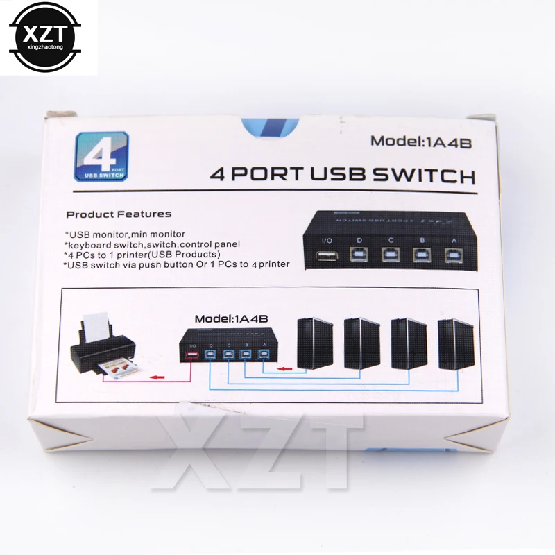 Adaptateur de commutateur KVM de partage de concentrateur de boîte de sélection USB 2.0 pour EAU PC, 4 ports, nouveau, 1 pièce