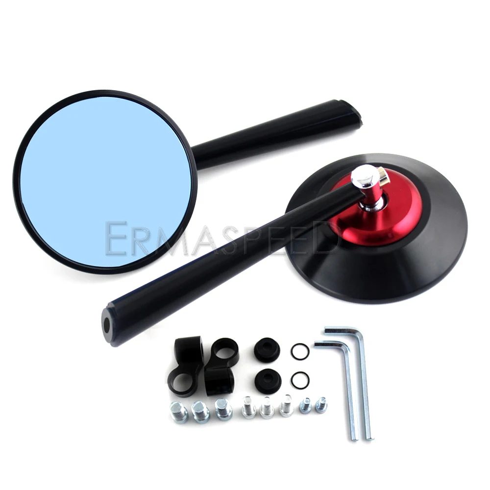 8MM 10MM Universal Motorcycle Side Mirrors CNC Aluminum Round Blue Lens Mirror Rearview Mirrors Motorcycle Accessories