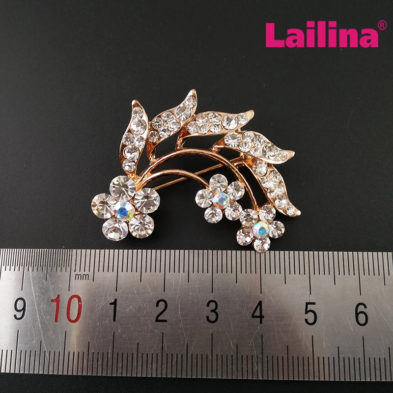 50pcs/lot Crystal Rhinestone Brooches For Women Vintage Fashion Female Jewelry Gold Shiny Flower Brooch Brooches Pins