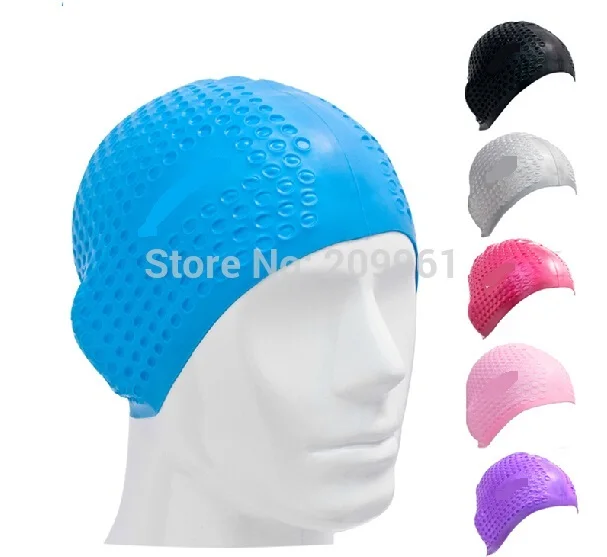 Silicone Swimming Cap Pitting Dot Particle silica gel diving swim protect protection ear caps hats for man women unisex