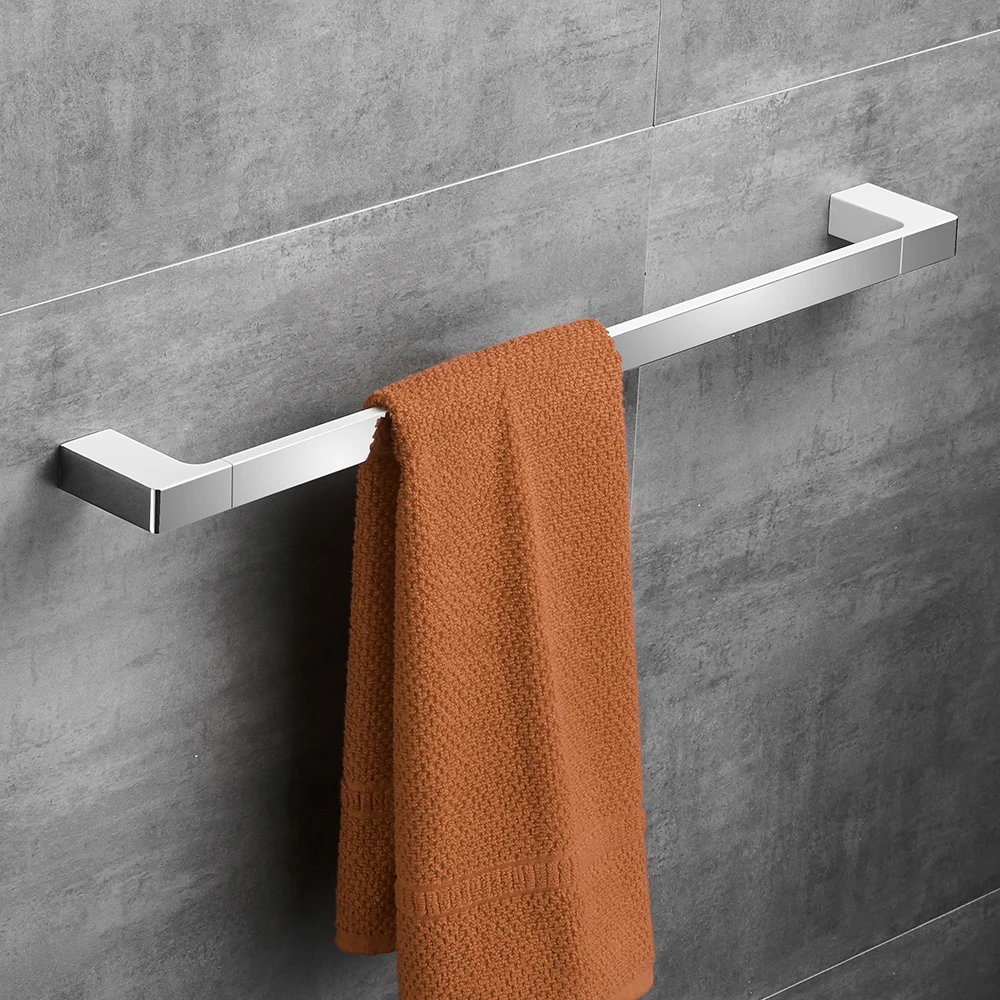 Chrome Color Zinc Alloy Material 60cm Fashion Single Towel Bar Square Style Towel Rail Towel Hanger Bathroom Accessories 5724