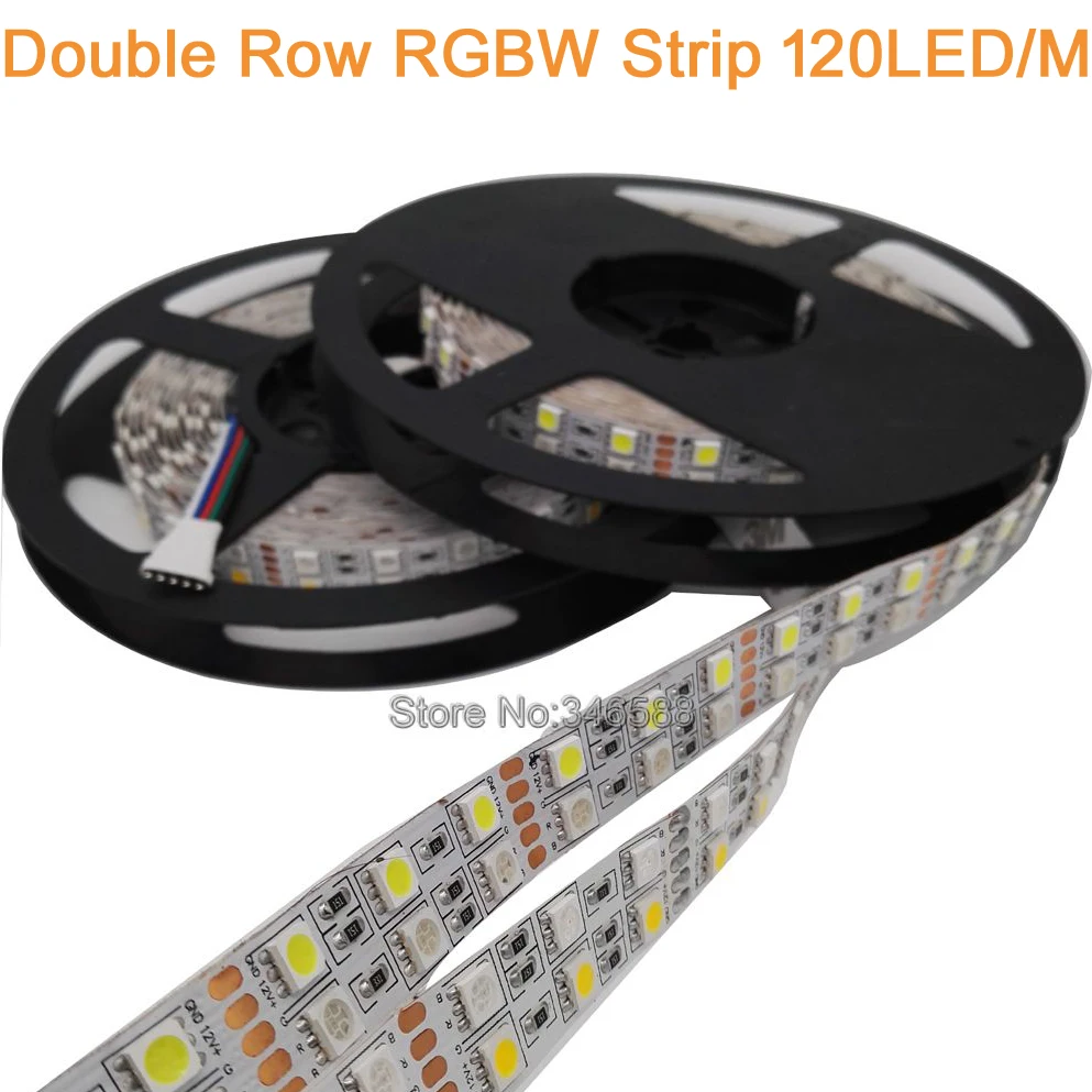 5m 600LEDs 120LED/M DC 12V 24V Double Row SMD 5050 RGBW LED Strip IP20 IP67 Waterproof Flexible Tape RGB + White / Warm White