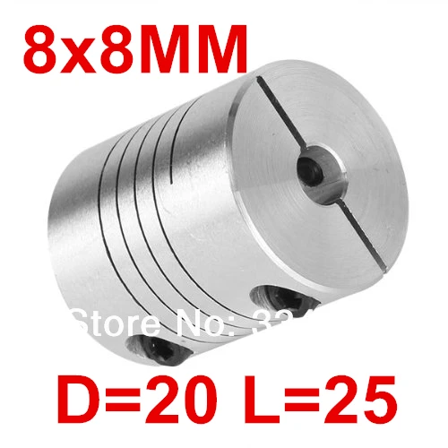 Free Shipping 8x8mm CNC Stepper Motor Shaft Coupler Flexible Shaft Coupling OD 20x25mm