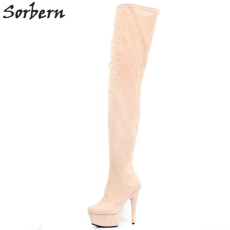 Sorbern Women Over Knee Length Boots 15CM Heels Plus Size EU36-EU43 Custom Color Shoes Ladies Party Boots