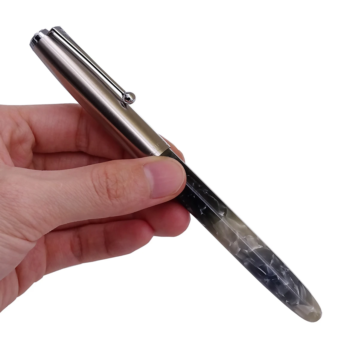 2Pcs Jinhao Acryl Hars Vulpen Rvs Cap Gradiënt Grijs & Rood Extra Fijn 0.38Mm Schrijven Office school Inkt Pen