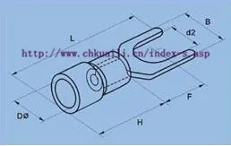 100PCS Fork end of the first cold-pressed terminal connectors insulated lug  TU-JTK SVS 1.25-3.5