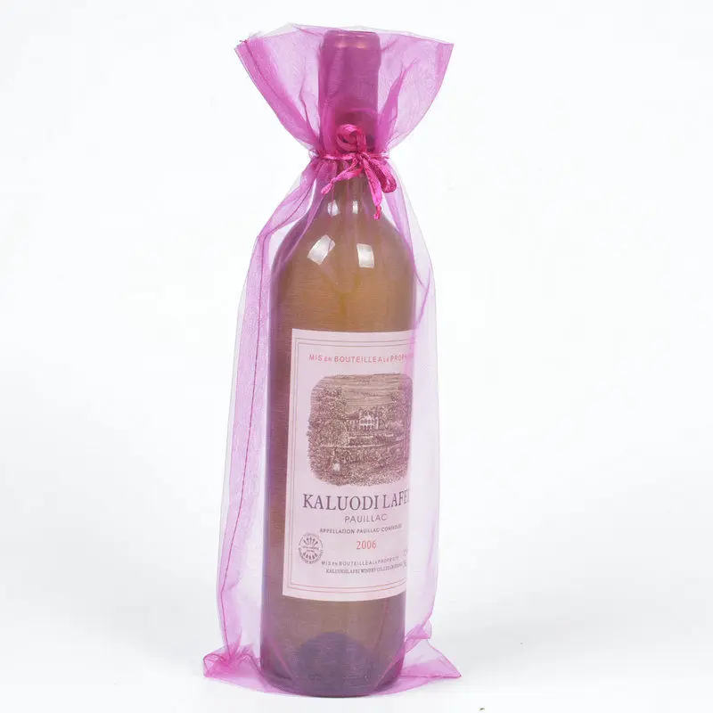 Organza Gift Bags Drawstring Wine Packaging Sack Pouch For Party Wedding Christmas Decoration Wine Bottle Cover F20174028